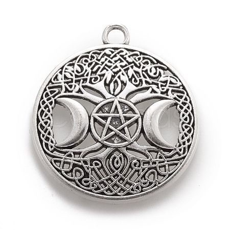 Tibetan Style Hollow Alloy Pendants TIBEP-F075-01AS-RS-1