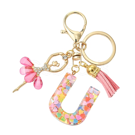 Letter A~Z Transparent Glitter Resin Pendant Keychains KEYC-FZ00024-21-1