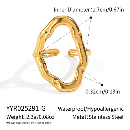 Irregular 304 Stainless Steel Adjustable Open Cuff Rings for Women SA4922-1-1