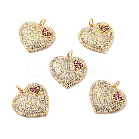 Brass Micro Pave Cubic Zirconia Pendants KK-E015-22G-1