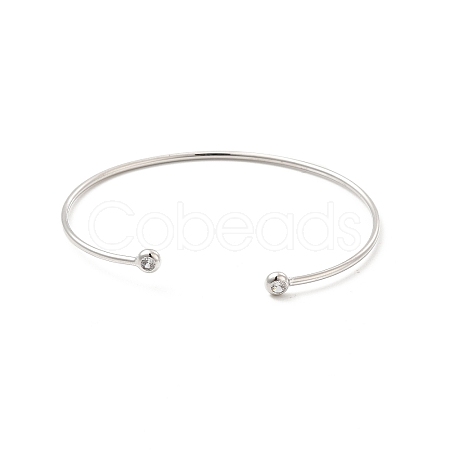 Clear Cubic Zirconia Open Cuff Bangle BJEW-G663-03P-1