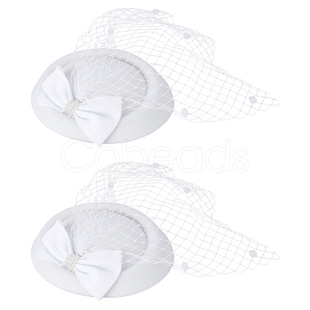Bowknot Wool Felt Fascinators Pillbox Hat with Iron Alligator Hair Clips LS-MRMJ-WH0077-113A-1