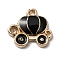 Alloy Enamel Pendants, Pumpkin Carriage, Black, 11.5x13x2mm, Hole: 1.4mm