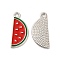 Alloy Enamel Pendants, Watermelon Charm, Platinum, Red, 22.5x10x1mm, Hole: 2mm