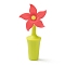 Silicone Wine Bottle Stoppers, Flower, Red, 91x44x24mm, Hole: 7.5mm