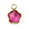 304 Stainless Steel Pendants, with Rhinestone, Real 18K Gold Plated, Ion Plating(IP), Star, Rose, 10x7.5x4mm, Hole: 1.8mm