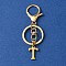 304 Stainless Steel Initial Letter Charm Keychains, with Alloy Clasp, Golden, Letter T, 8.5cm