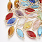 Glass Links, with Light Gold Plated Eco-Friendly Alloy Findings, Faceted, Horse Eye, Mixed Color, 21x9x4mm, Hole: 1.2mm