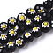 Handmade Millefiori Lampwork Beads Strands, Round, Black, 8mm, Hole: 1.2mm, about 48pcs/strand, 14.17 inch(36cm)