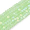 Transparent Glass Beads Strands, Faceted, Frosted, Half AB Color Plated, Rondelle, Light Green, 2.9~3.3x2mm, Hole: 0.7mm, about 148~150pcs/strand, 39.5~40cm