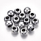 UV Plating ABS Plastic European Beads, Large Hole Beads, Round, Gunmetal, 8x6mm, Hole: 4.5mm