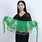 72 Coin Sequins Gauze Belly Dance Waist Belt, Golden, Medium Sea Green, 1400mm