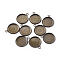 304 Stainless Steel Pendant Cabochon Settings, Plain Edge Bezel Cups, Flat Round, Antique Bronze, Tray: 14mm, 18.5x16x2mm, Hole: 2mm