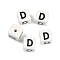 Porcelain Beads, Square with Letter, Letter D, 8.5x8.5x8.5mm, Hole: 1.6mm