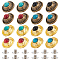 Nbeads 32 Sets 8 Colors Alloy Buttons, with Synthetic Turquoise and Screws, DIY Accessaries, Flat Round with Flower, Antique Bronze, 12x8.5mm, Hole: 2.2mm, 4sets/color