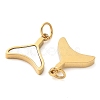 304 Stainless Steel Pave Natural White Shell Whale Tail Charms STAS-Q345-18G-2