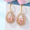 3 Pairs 3 Colors Teardeop Glass Beaded & Dyed Natural Malaysia Jade Dangle Stud Earrings EJEW-MZ00707-2
