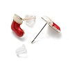 Christmas Theme Brass Stud Earrings EJEW-D062-01J-S-2