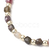 Electroplate Non-magnetic Synthetic Hematite & Natural Multicolor Tourmaline Cube Beaded Bracelets for Women BJEW-JB13122-3