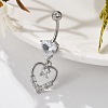 Alloy Crystal Rhinestone Dangle Curved Barbell Belly Rings AJEW-R007-04P-06-5