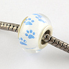 Large Hole Dog Paw Prints Pattern Resin European Beads OPDL-Q129-187A-2