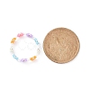 Glass Beaded Flower Wrap Stretch Finger Ring for Women RJEW-MZ00002-02-5