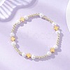 Round & Cross Shell Pearl & Non-magnetic Synthetic Hematite Beads Stretch Bracelets for Women BJEW-JB13100-1
