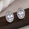 Brass Micro Pave Clear Cubic Zirconia Stud Earrings LS-EJEW-Z128-01P-03-1