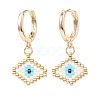 Japanese Seed Braided Rhombus with Evil Eye Dangle Hoop Earrings EJEW-MZ00002-01-2