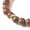 Natural Wenge Wood & Gemstone Round Beaded Stretch Bracelet for Women BJEW-JB07544-7
