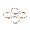 201 Stainless Steel Heart Beaded Cuff Bangle BJEW-C033-07-1