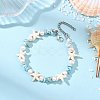 Synthetic Turquoise & Natural Larimar & Cultured Freshwater Pearl Beaded Bracelets for Women BJEW-JB13951-1
