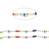 Handmade Brass Enamel Flat Round with Evil Eye Link Chains CHC-M024-23G-01-2