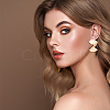 8 Pairs 8 Style Gingko Leaf & Fan & Spiral & Trapezoid Alloy Dangle Stud Earrings for Women EJEW-AN0001-45-5