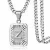 Rectangle with Letter Pattern 304 Stainless Steel Pendant Necklaces FS-WGFC766-08-1