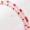 2Pcs 2 Style Word Do You Love Me Plastic Beaded Stretch Bracelets Set with Alloy Enamel Rose Charms BJEW-JB08700-6