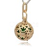 Golden Tone Brass Hollow Round Cage Pendants KK-J216-13G-2