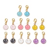 14Pcs 7 Colors Flat Round with Smiling Face Alloy Enamel Pendant Decorations HJEW-JM02585-1