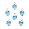 Heart Brass Glass Charms KK-S385-01S-08-1