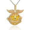 Golden Tone Brass Hollow Round Cage Pendants KK-J237-06G-1
