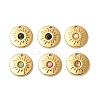 Natural Mixed Stone Flat Round Charms STAS-F312-14G-1