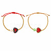 2Pcs 2 Colors Dyed Synthetic Turquoise Cross and Glass Heart Braided Bead Bracelets for Women PE0777-9-1
