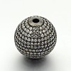 Brass Micro Pave Cubic Zirconia Round Beads ZIRC-M039-13B-RS-1