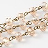 Handmade Electroplate Glass Faceted Rondelle Beads Chains for Necklaces Bracelets Making AJEW-JB00145-05-1