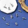 SHEGRACE Leafy Branch Brass Micro Clear Pave Cubic Zirconia Stud Earrings XGRQ4N998-717P-4