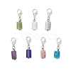 7Pcs Column Natural Rhodonite & Canadian Jade & Aquamarine & Amethyst & Apatite & Lapis Lazuli & Labradorite Pendant Decorations HJEW-JM03745-01-2