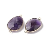 Natural Amethyst Connector Charms G-C110-02C-KCG-2