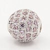 Thistle CZ Jewelry Findings Brass Micro Pave Cubic Zirconia Round Beads ZIRC-M015-13P-NR-2