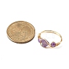 Copper Wire Wrapped Natural Amethyst & Rose Quartz & Red Jasper Braided Bead Rings for Women RJEW-JR00849-4