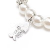 ABS Plastic Imitation Pearl  & Rhinestone Beaded Stretch Bracelet with Alloy Charm for Women BJEW-JB08526-04-5